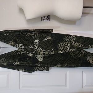 ASOS Tropical Animal Print Front Slit Faux Wrap Midi Dress